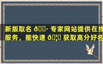 新版取名 🌷 专家网站提供在线服务，能快速 🦊 获取高分好名字吗
